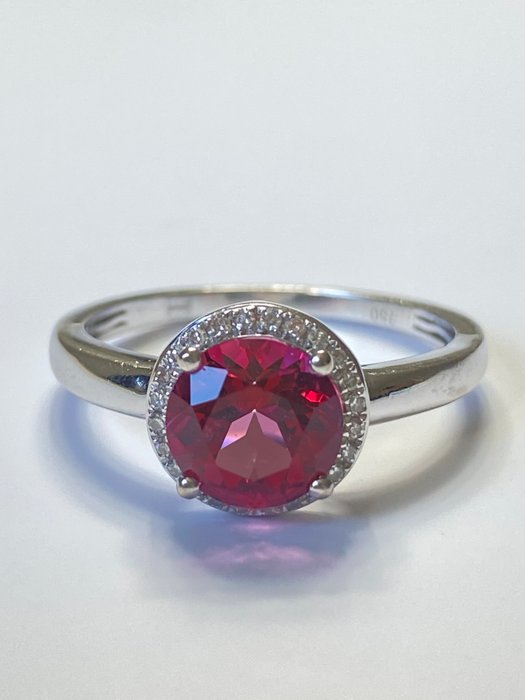 Ingen mindstepris - Ring - 18 kraat Hvidguld Rhodolit - Diamant