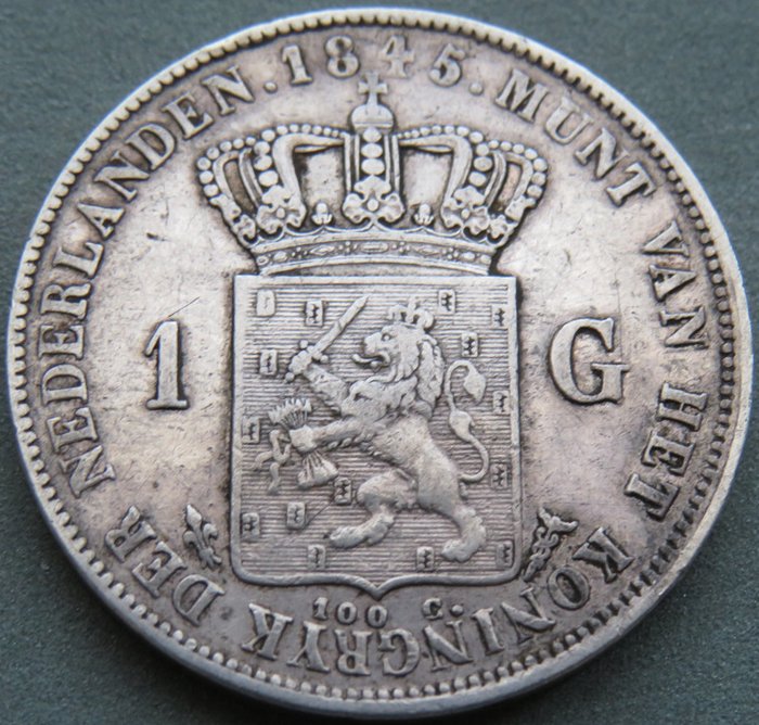 Holland. Willem II (1840-1849). 1 Gulden 1845a  (Ingen mindstepris)