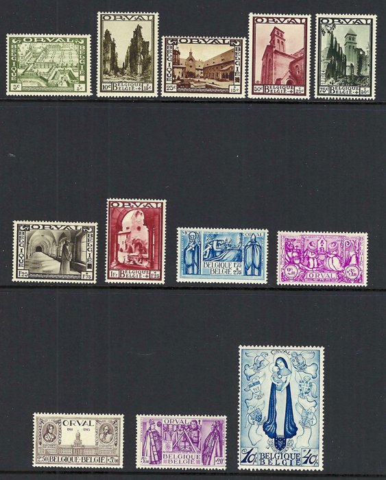 Belgien 1933 - serie "Grote Orval" med fotocertifikat - OBP/COB 363/74