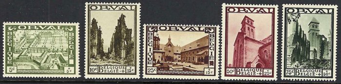 Belgien 1933 - serie "Grote Orval" med fotocertifikat - OBP/COB 363/74