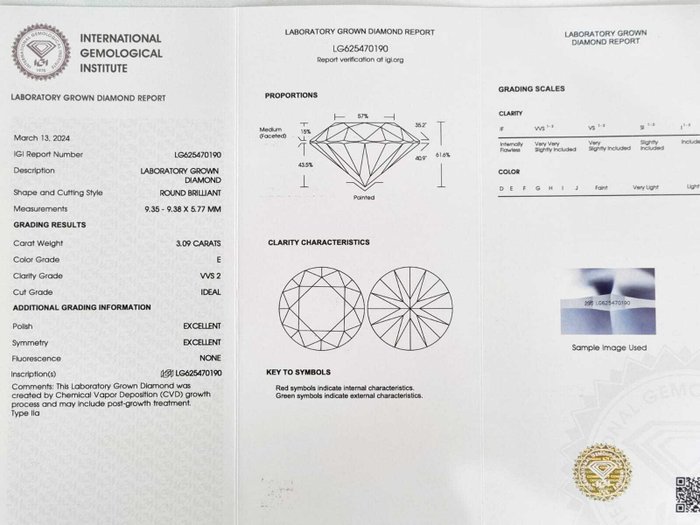 Forlovelsesring - 14 karat Hvidguld -  3.09ct. tw. Diamant (Laboratoriedyrket)