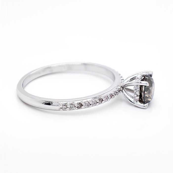 Ring - 14 karat Hvidguld -  0.83ct. tw. Grå Diamant (Naturfarvet) - Diamant