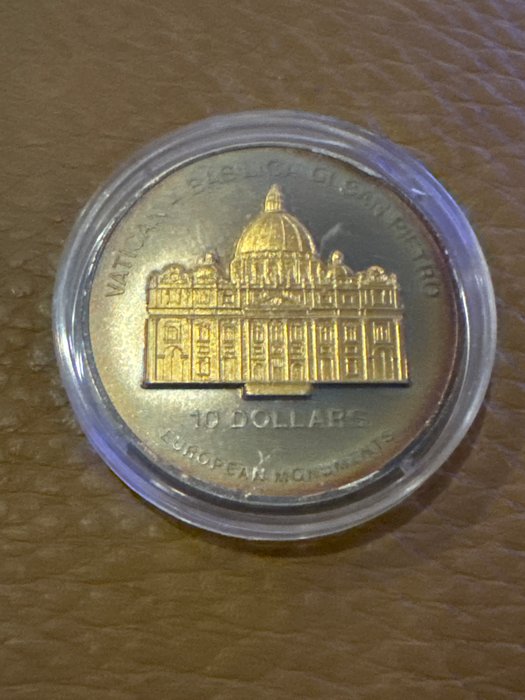 Nauru. 10 Dollars 2003 Vatikan San Pietro Skulpturmünze, 1 Oz (.999) Proof  (Ingen mindstepris)