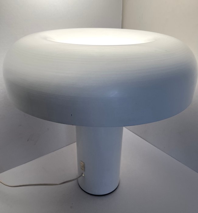 Lampe - Hvidmetal - Vintage Mushroom bordlampe / skrivebordslampe i hvidt metal