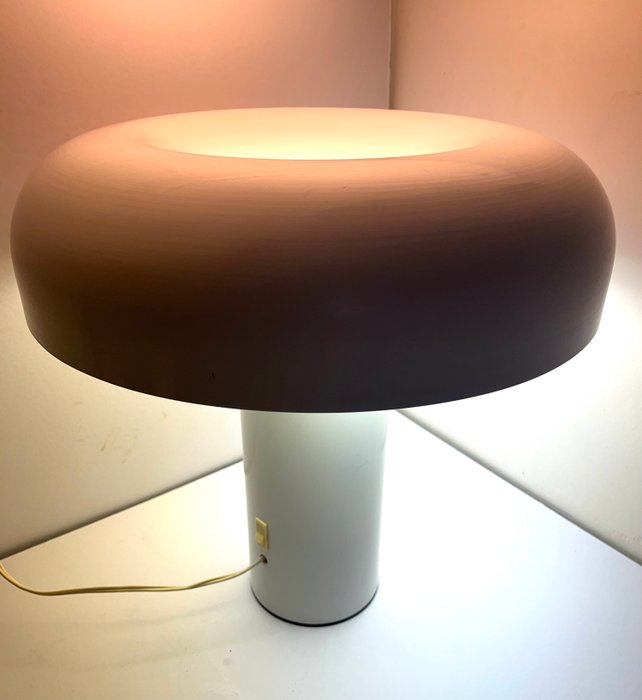 Lampe - Hvidmetal - Vintage Mushroom bordlampe / skrivebordslampe i hvidt metal