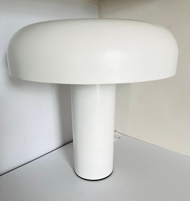 Lampe - Hvidmetal - Vintage Mushroom bordlampe / skrivebordslampe i hvidt metal