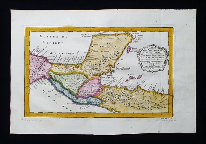 America - Mexico / Mellemamerika / Panama / Veracruz / Belize; La Haye, P. de Hondt / J.N. Bellin / A.F. Prevost - Carte des Provinces de Tabasco, Chiapa, Verapaz, Guatemala, Honduras, et Yucatan - 1721-1750