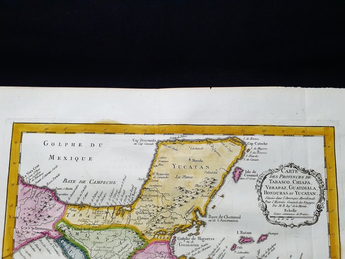 America - Mexico / Mellemamerika / Panama / Veracruz / Belize; La Haye, P. de Hondt / J.N. Bellin / A.F. Prevost - Carte des Provinces de Tabasco, Chiapa, Verapaz, Guatemala, Honduras, et Yucatan - 1721-1750