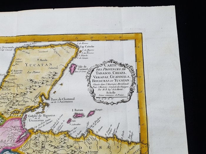 America - Mexico / Mellemamerika / Panama / Veracruz / Belize; La Haye, P. de Hondt / J.N. Bellin / A.F. Prevost - Carte des Provinces de Tabasco, Chiapa, Verapaz, Guatemala, Honduras, et Yucatan - 1721-1750