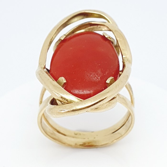 Ring - 18 kraat Gulguld -  7.00ct. tw. Koral