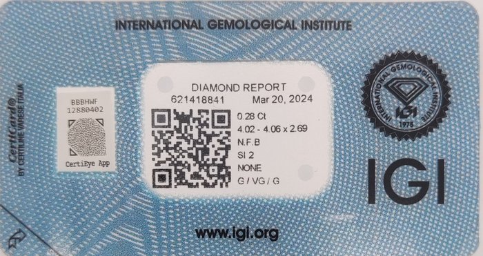 Ingen mindstepris - 1 pcs Diamant  (Naturfarvet)  - 0.28 ct - Rund - Fancy Brun - SI2 - International Gemological Institute (IGI)