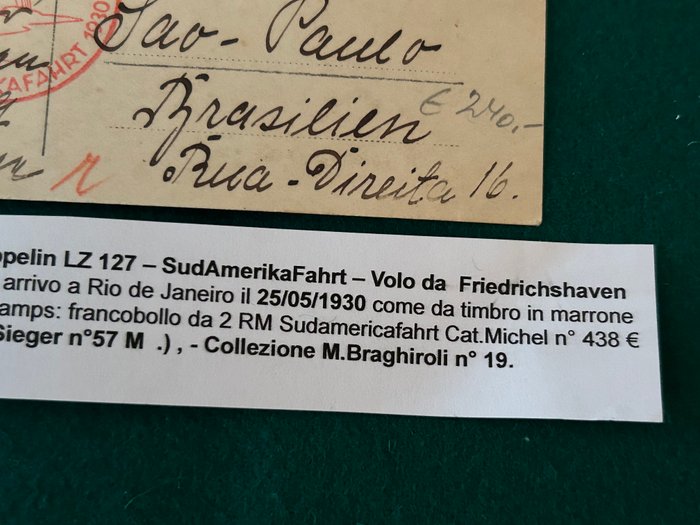 Postomslag - Deutsches Reich LZ 127 - SudAmerikaFahrt til Sao Paulo (Brasilien) via Rio de Janeiro 1930.