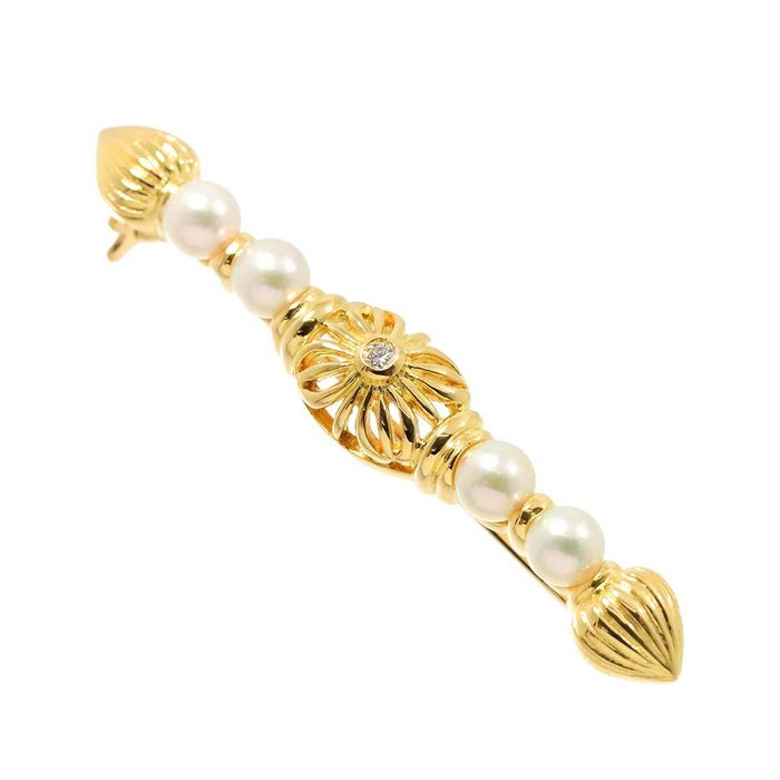 Mikimoto - Broche - 18 kraat Gulguld