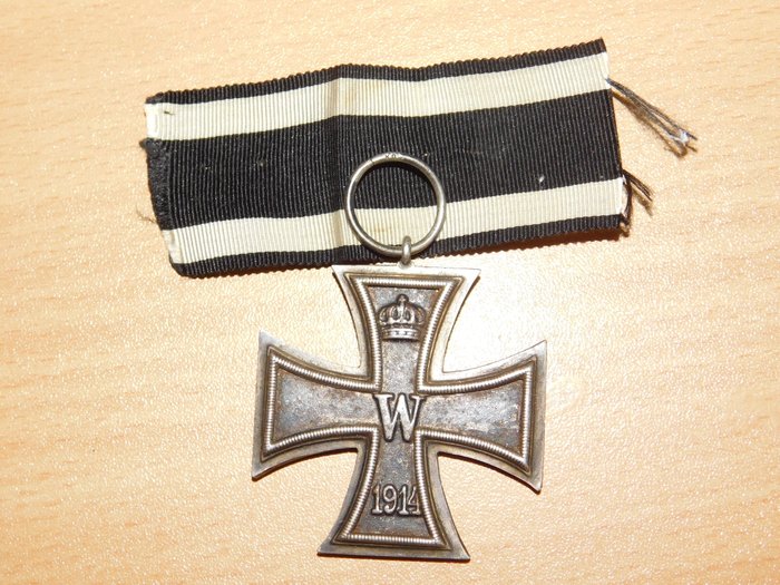 Tyskland - Tjenestemedalje - Eisernes Kreuz 2 Klasse 1914 mit Band Hersteller"Klein-Oberstein"