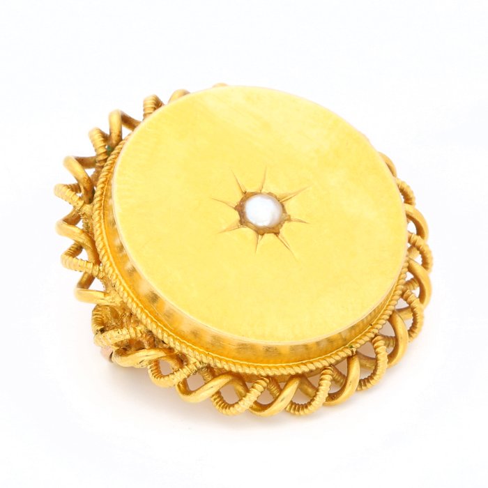 Broche - 14 karat Gulguld - Perle