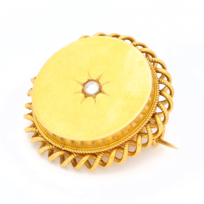 Broche - 14 karat Gulguld - Perle