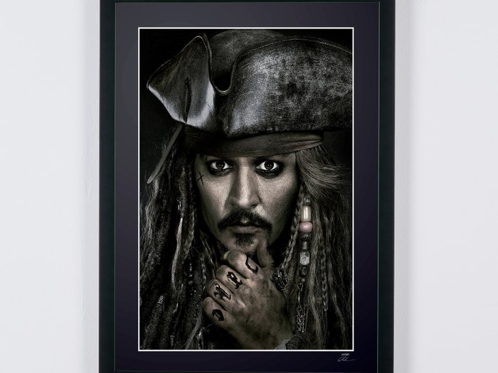 Pirates of the Caribbean - Johnny Depp as "Jack Sparrow" - Fine Art Photography - Luxury Wooden Framed 70X50 cm - Limited Edition Nr 09 of 30 - Serial ID 20495 - Original Certificate (COA), Hologram Logo Editor and QR Code - 100% New items.