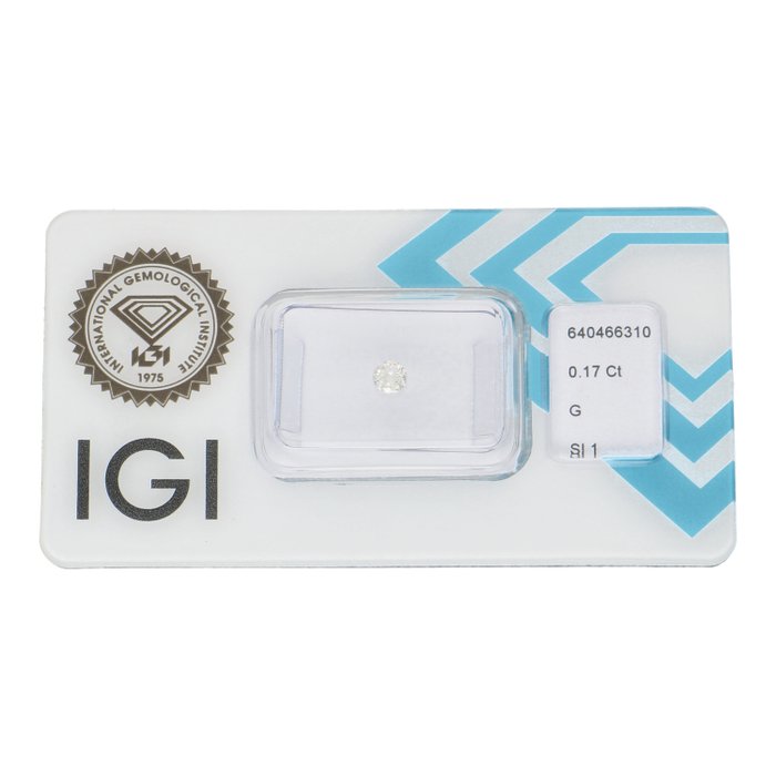 Ingen mindstepris - 1 pcs Diamant  (Natur)  - 0.17 ct - Rund - G - SI1 - International Gemological Institute (IGI)