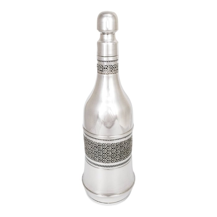 Silver plated bottle sleeve with Arabesque scrolling lattice design - A. Segal (א סגל) - Bordskåner til flasker - Forsølvet