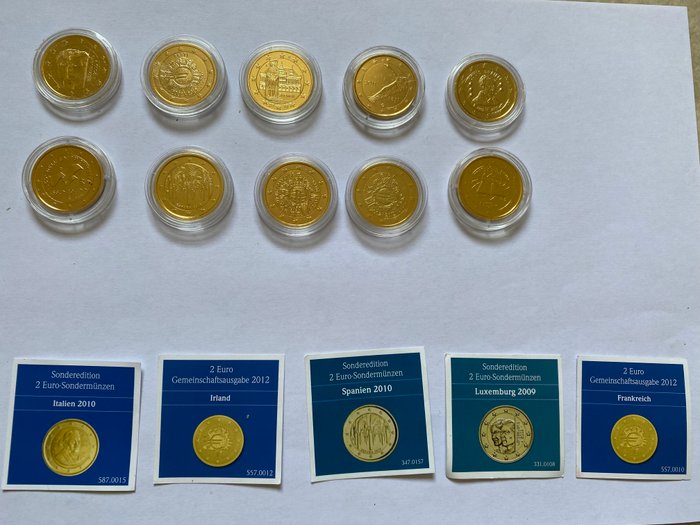 Europa. 2 Euro 2002/2012 (10 pieces plaquées)  (Ingen mindstepris)