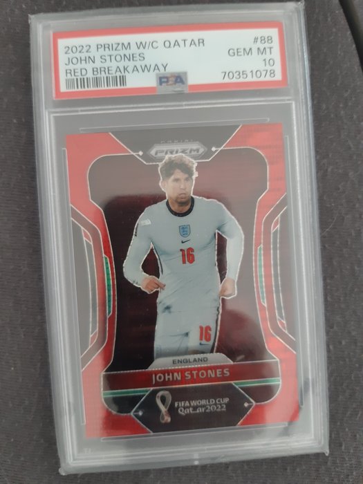 2022 Panini Prizm World Cup John Stones #88 Red Breakaway /99 PSA 10 Graded card