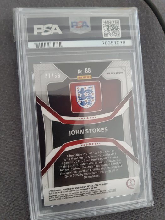 2022 Panini Prizm World Cup John Stones #88 Red Breakaway /99 PSA 10 Graded card