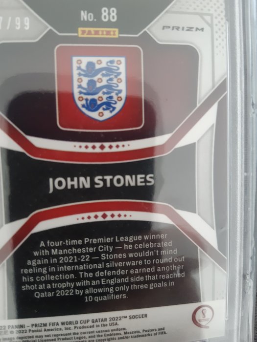 2022 Panini Prizm World Cup John Stones #88 Red Breakaway /99 PSA 10 Graded card