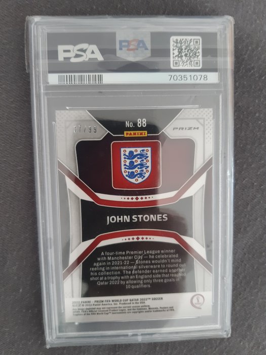 2022 Panini Prizm World Cup John Stones #88 Red Breakaway /99 PSA 10 Graded card