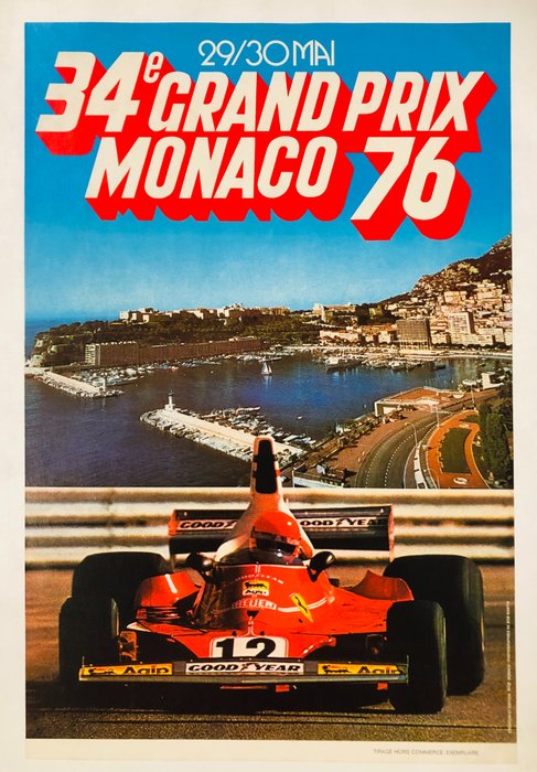 Bob Martin - 34 Gran Prix Monaco 76 - (linen backed on canvas) - 1970‹erne