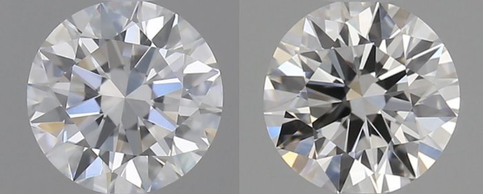 2 pcs Diamant  (Natur)  - 062 ct - Rund - E - IF - Gemological Institute of America (GIA) - *Matchende par* *3EX*