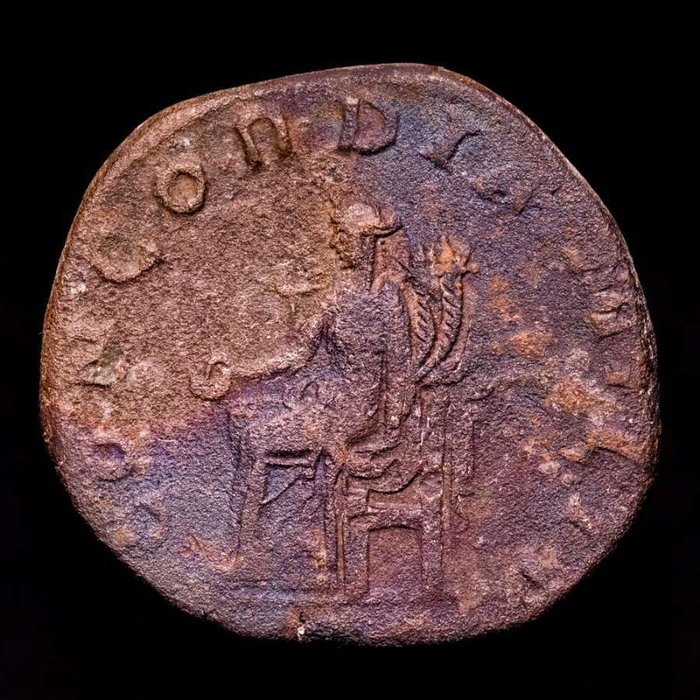 Romarriket Gordian III (AD 238-244) Sestertius Rome mint AD 240 - CONCORDIA AVG Concordia seated l holding patera and double cornucopiae; in  (Ingen mindstepris)