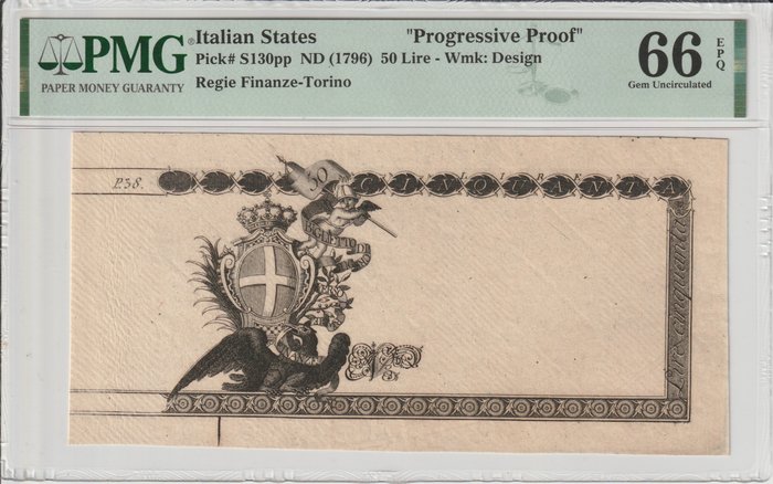 Italien. - 50 Lire 1796 Regie Finanze - Progressive Proof - Pick S130pp  (Ingen mindstepris)