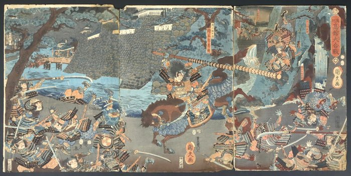 The Great Battle of Takadachi in Ôshû Province 奥州高館大合戦 - 1857 - Utagawa Kunihisa II  歌川国久 (1832-1891) - Japan -  Sene Edo-periode