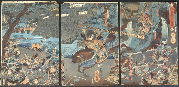 The Great Battle of Takadachi in Ôshû Province 奥州高館大合戦 - 1857 - Utagawa Kunihisa II  歌川国久 (1832-1891) - Japan -  Sene Edo-periode