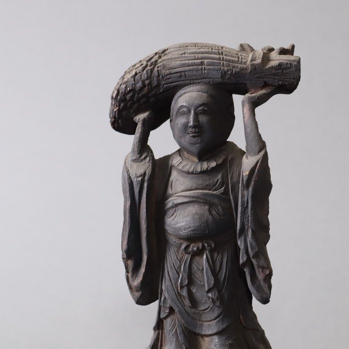 Statue of Ukanomitama (Inari) – Deity of Rice and Harvest - Skulptur - Træ - Japan - Edo eller Meiji periode  (Ingen mindstepris)