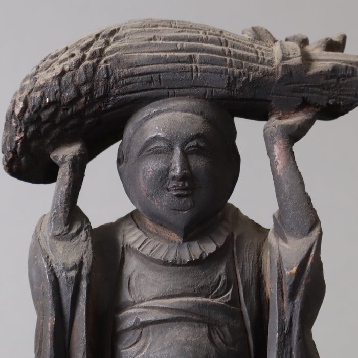 Statue of Ukanomitama (Inari) – Deity of Rice and Harvest - Skulptur - Træ - Japan - Edo eller Meiji periode  (Ingen mindstepris)