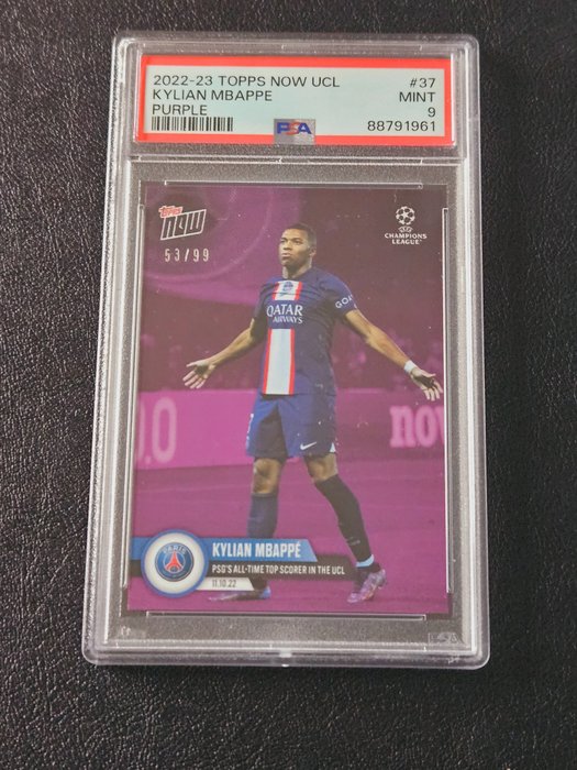 2022/23 Topps Now UCL Kylian Mbappé #37 Purple /99 PSA 9 - 1 Graded card