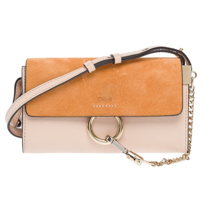 Chloé - sac​ ​bandoulière​ ​Chloé​ ​« Faye »​ ​en​ ​cuir​ ​et​ ​daim​ ​beige - Skuldertaske