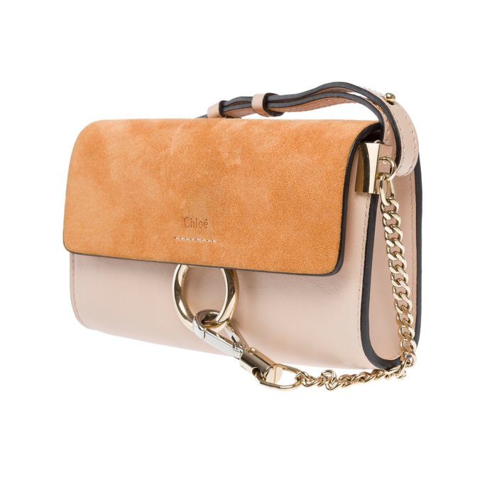 Chloé - sac​ ​bandoulière​ ​Chloé​ ​« Faye »​ ​en​ ​cuir​ ​et​ ​daim​ ​beige - Skuldertaske