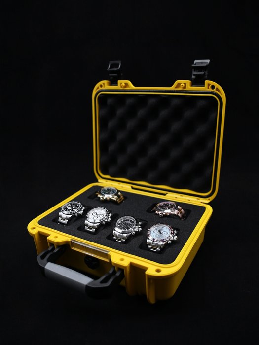 Indestructible Watch Suitcase for 6 Watches - Yellow - Elbrus Horology Timepiece Valet 6