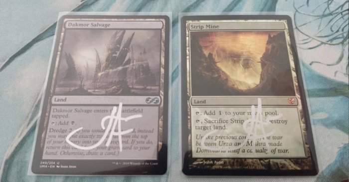 Wizards of The Coast - 2 Card - Dakmor Salvage and Stripe Mine 'Firmadas ''John Avon' Mtg