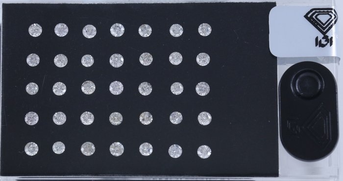 35 pcs Diamant  (Natur)  - 2.38 ct - Rund - J, K, L - I2, I3 - International Gemological Institute (IGI) - Forseglede æske diamanter