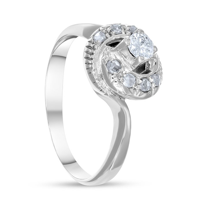 Ring - 18 kraat Hvidguld -  0.27ct. tw. Diamant (Natur)