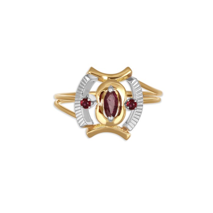 Ring - 18 kraat Gulguld, Hvidguld -  0.21ct. tw. Rubin