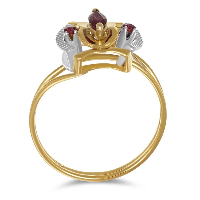 Ring - 18 kraat Gulguld, Hvidguld -  0.21ct. tw. Rubin