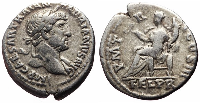 Romerska republiken. Hadrian (117-138). Denarius Scarce bust type