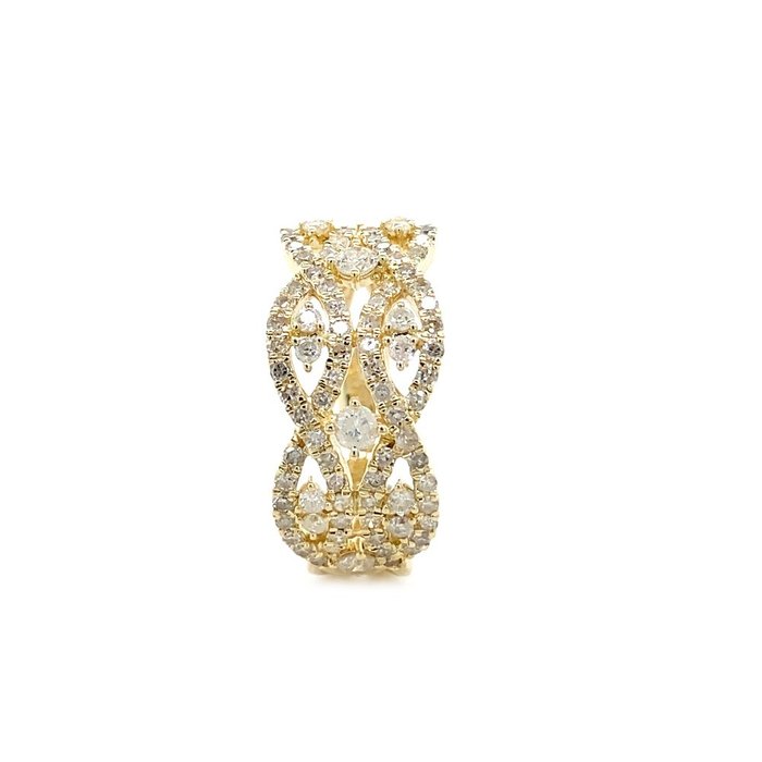 Ring - 14 karat Gulguld -  0.99ct. tw. Diamant (Natur)