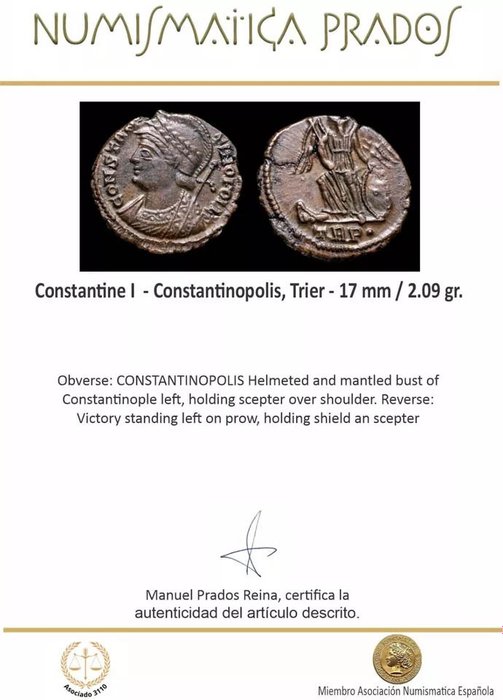 Romarriket. Constantine I (AD 306-337). Centenionalis CONSTANTINOPOLIS, Trier  (Ingen mindstepris)