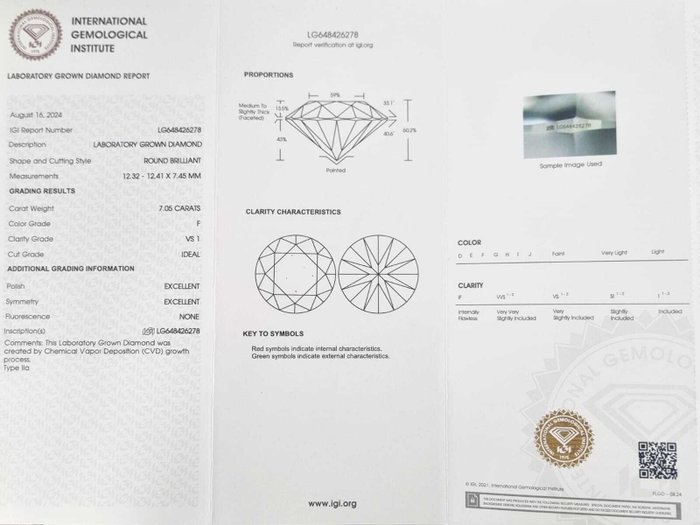 Forlovelsesring - 18 kraat Hvidguld -  7.05ct. tw. Diamant (Laboratoriedyrket)