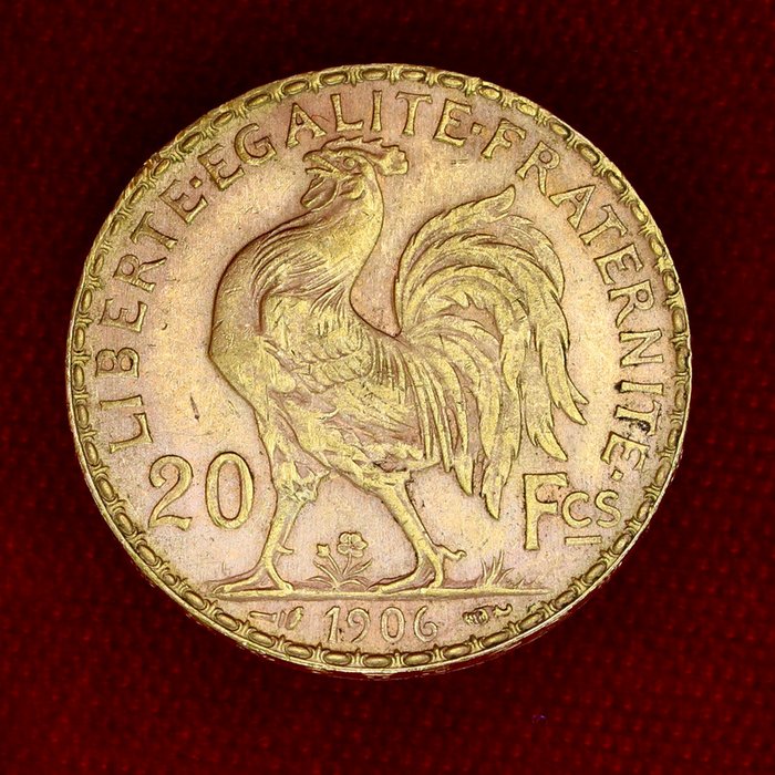 6,45 grams - Guld 900 - 20 Francs Coq/Marianne - Præget bar